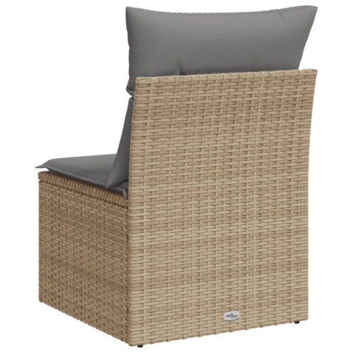 Garden Sofa with Cushions Beige Wicker Rattan Outdoor Patio Lounge Cough Chairs Furniture - Image 6
