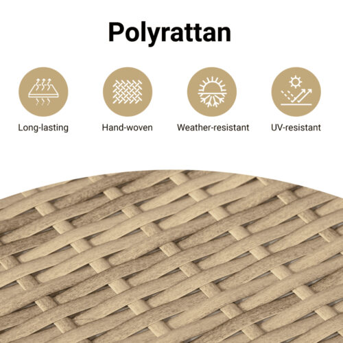 Garden Sofa with Cushions Beige Wicker Rattan Outdoor Patio Lounge Cough Chairs Furniture - Image 10