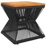 Coffee Table with Wire Base Acacia Wood Timber Black 38x38x38cm