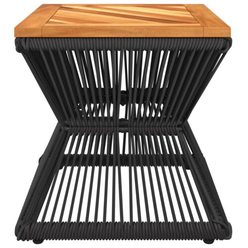 Coffee Table with Wire Base Acacia Wood Timber Black 38x38x38cm - Image 5