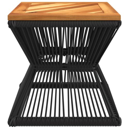 Coffee Table with Wire Base Acacia Wood Timber Black 38x38x38cm - Image 6