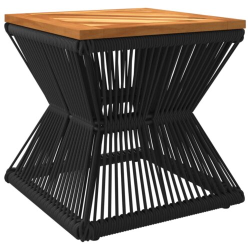 Coffee Table with Wire Base Acacia Wood Timber Black 38x38x38cm - Image 7