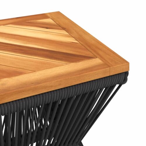 Coffee Table with Wire Base Acacia Wood Timber Black 38x38x38cm - Image 9
