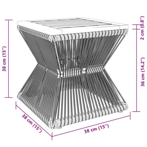 Coffee Table with Wire Base Acacia Wood Timber Black 38x38x38cm - Image 11