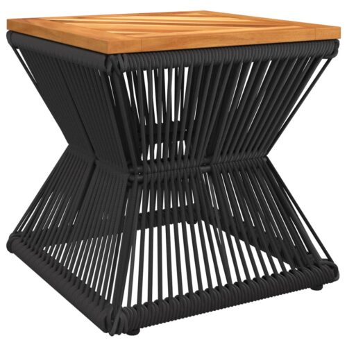 Coffee Table with Wire Base Acacia Wood Timber Black 38x38x38cm - Image 12