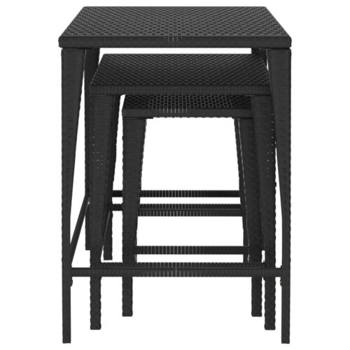 Garden Nesting Tables 3pcs Black Poly Rattan - Image 4