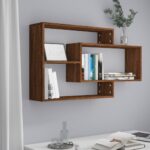 Wooden Wall Shelf Brown Oak 104x20x58.5cm