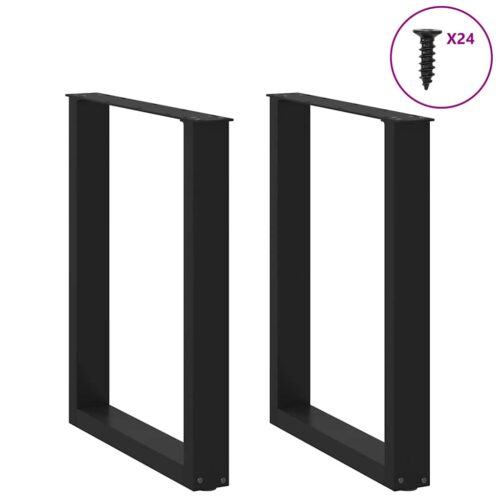 Dining Table Legs U-Shaped 2pcs Black 60x(72-73)cm Steel - Image 3