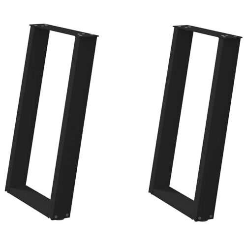 Dining Table Legs U-Shaped 2pcs Black 60x(72-73)cm Steel - Image 2