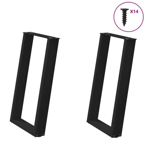Dining Table Legs U-Shaped 2pcs Black 60x(72-73)cm Steel - Image 11