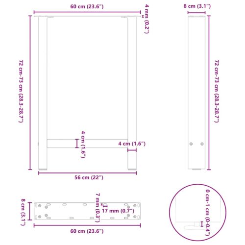 Dining Table Legs Black 2pcs 60x(72-73)cm Steel - Image 10
