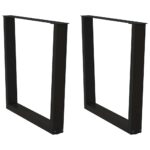 Dining Table Legs V-Shape 2pcs Black 80x(72-73.3)cm Steel