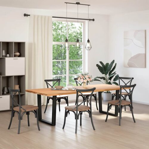 Dining Table Legs V-Shape 2pcs Black 80x(72-73.3)cm Steel - Image 2
