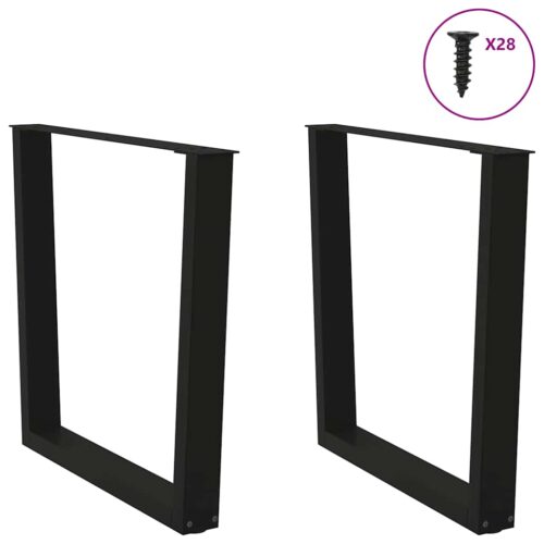 Dining Table Legs V-Shape 2pcs Black 80x(72-73.3)cm Steel - Image 4