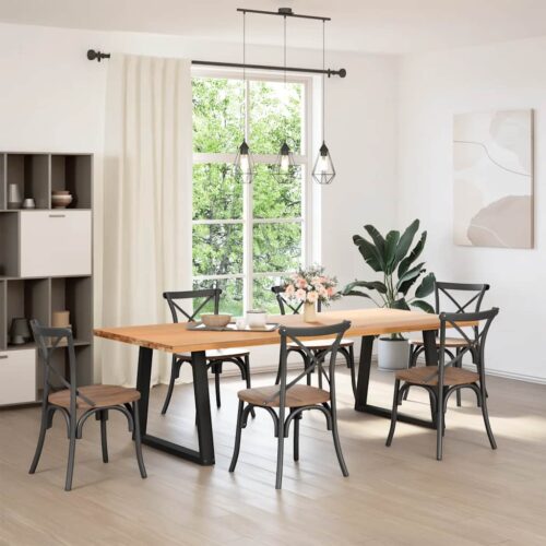 Dining Table Legs V-Shape 2pcs Black 80x(72-73.3)cm Steel - Image 2