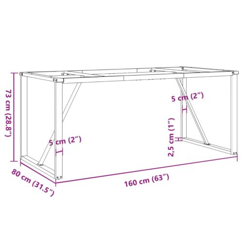 Dining Table Legs O-Frame 160x80x73cm Steel - Image 9