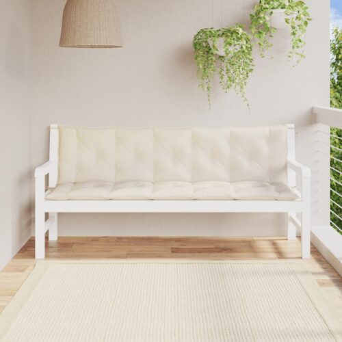 Garden Bench Cushions 2pcs Cream White 180x50x7cm Oxford Fabric - Image 2
