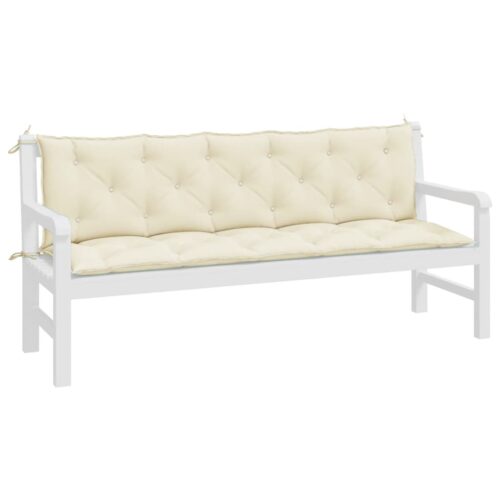 Garden Bench Cushions 2pcs Cream White 180x50x7cm Oxford Fabric - Image 4