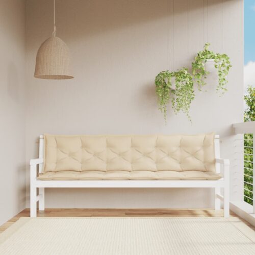 Garden Bench Cushions 2pcs Beige 200x50x7cm Oxford Fabric - Image 2