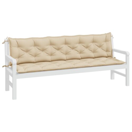 Garden Bench Cushions 2pcs Beige 200x50x7cm Oxford Fabric - Image 3