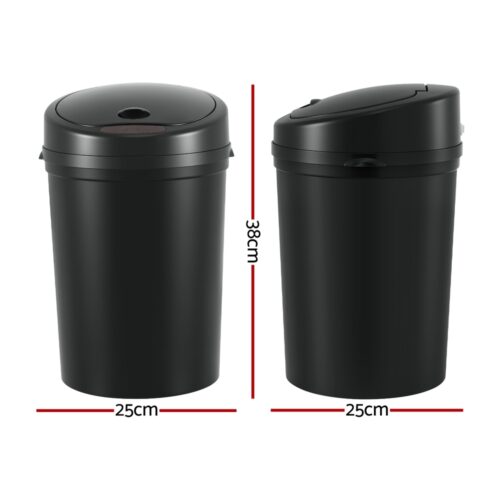 Devanti Sensor Bin Motion Rubbish Bins Kitchen Automatic Trash Can Black 9L - Image 2