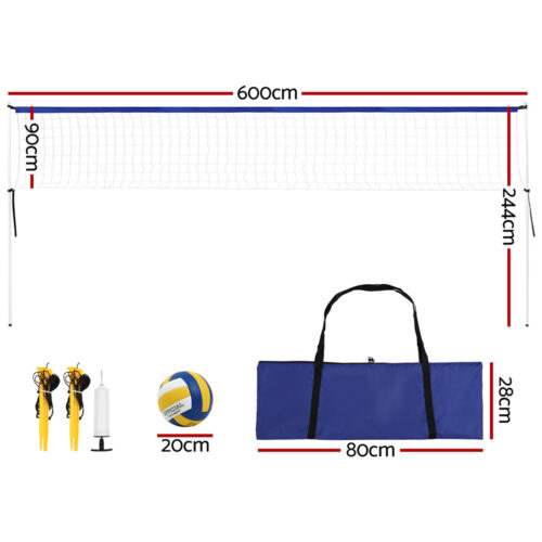 Everfit 6M Portable Volleyball Net Set Adjustable Height Multi-Sport Net with Ball and Bag - Image 2