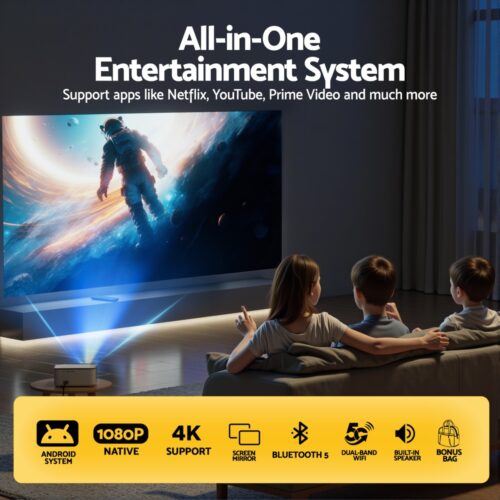 Devanti Video Project 4K 1080P Android 5G Wifi Home Cinema - Image 4