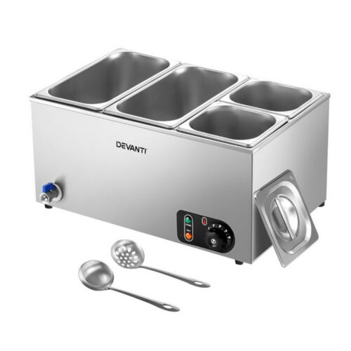 Devanti Commercial Chafing Dish Food Warmer Bain Marie 4 Electric Buffet Pans