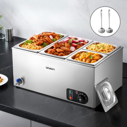 Devanti Commercial Chafing Dish Food Warmer Bain Marie 4 Electric Buffet Pans - Image 7