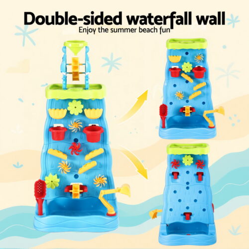 Keezi Kids Sand and Water Table Waterfall Wall Sandpit Toys Beach Shovel - Image 4