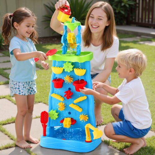Keezi Kids Sand and Water Table Waterfall Wall Sandpit Toys Beach Shovel - Image 7