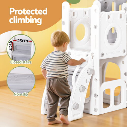 Keezi Kids Slide Swing Set Ball Hoop Rings Football Outdoor Toys - Image 3
