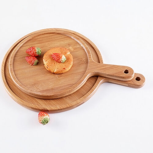 6inch Blonde Round Premium Wooden Serving Tray Board Paddle with Handle Decor - Image 7