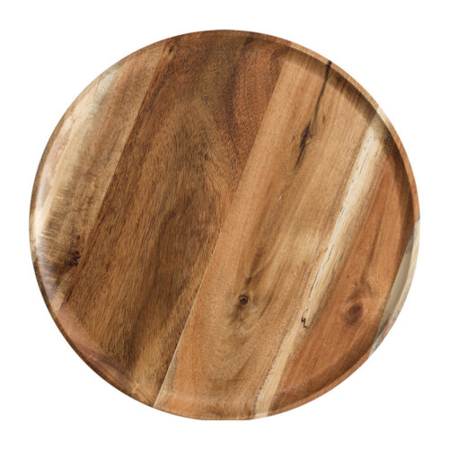 25cm Brown Round Wooden Centerpiece Serving Tray Board Decor