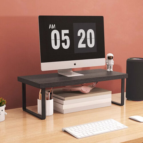 40cm Black Computer Monitor Heightening Stand Desktop Support Station Rack - Image 2