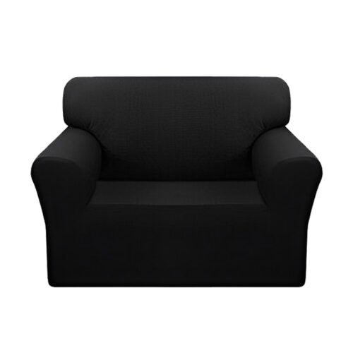 1-Seater Black Sofa Cover Couch Protector High Stretch Lounge Slipcover Decor