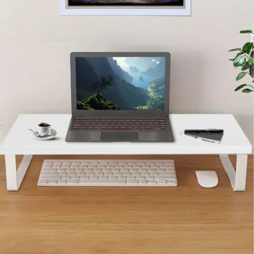 50cm White Computer Monitor Elevated Stand Desktop Support Station Rack - Image 4