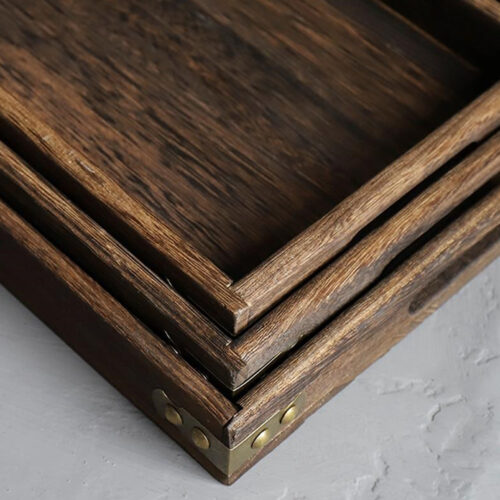 Large Walnut Rectangle Wooden Tray Breakfast Dinner Serving Board Tea Set Holder Kitchen Decor - Image 10