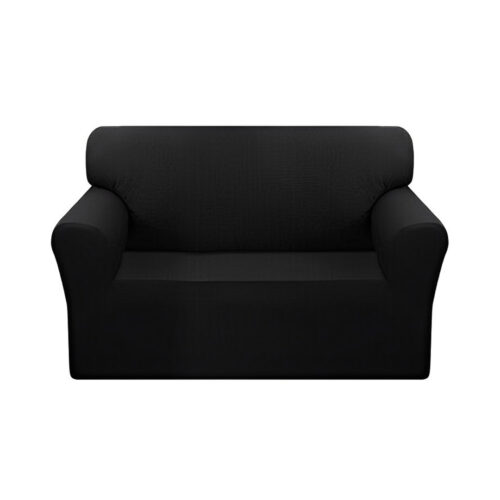 2-Seater Black Sofa Cover Couch Protector High Stretch Lounge Slipcover Decor
