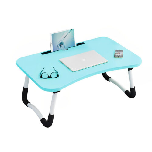 Blue Portable Bed Table Adjustable Folding Bed Sofa Study Table Laptop Mini Desk with Notebook Stand Holder