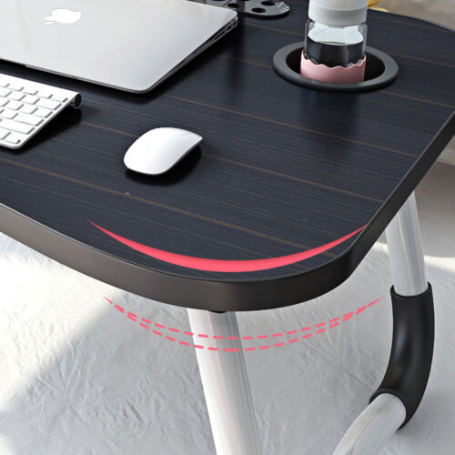 Black Portable Bed Table Adjustable Folding Bed Sofa Study Table Laptop Mini Desk with Notebook Stand Cup Holder - Image 4