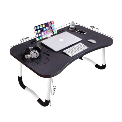 Black Portable Bed Table Adjustable Folding Bed Sofa Study Table Laptop Mini Desk with Notebook Stand Cup Holder - Image 5