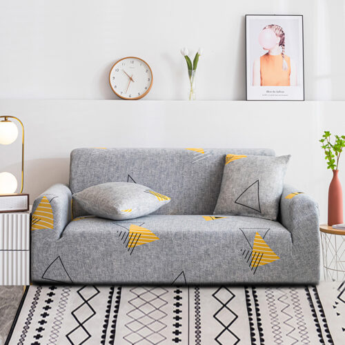 3-Seater Geometric Print Sofa Cover Couch Protector High Stretch Lounge Slipcover Decor - Image 3
