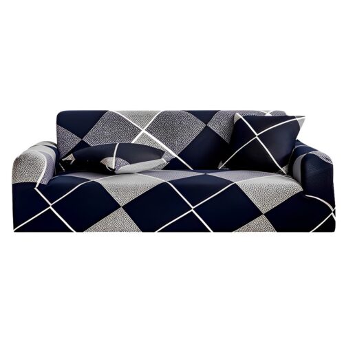 3-Seater Checkered Sofa Cover Couch Protector High Stretch Lounge Slipcover Decor