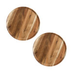 2x 25cm Brown Round Wooden Centerpiece Serving Tray Board Decor