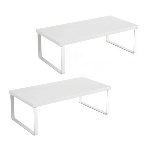 2x 40cm White Computer Monitor Elevated Stand Desktop Support Station Rack