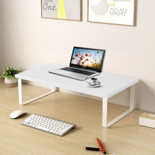 2x 40cm White Computer Monitor Elevated Stand Desktop Support Station Rack - Image 3