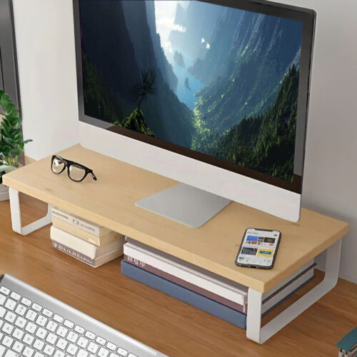 2x 40cm Wood Computer Monitor Elevated Stand Desktop Support Station Rack - Image 4