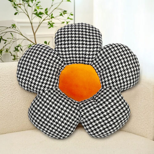 2x Black Flower Cushion Shaped for Floor Sitting Throw Pillow - Image 2