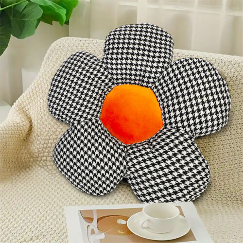 2x Black Flower Cushion Shaped for Floor Sitting Throw Pillow - Image 5